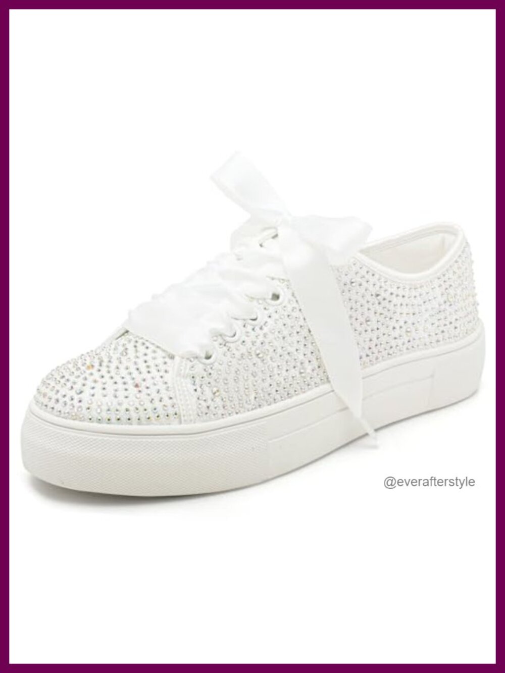 Lace Platform Wedding Sneakers Rhinestone Bridal Tennis Shoes